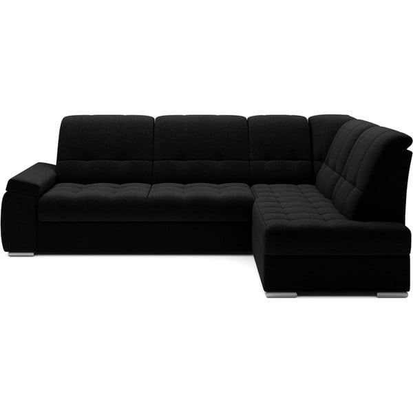 Czarny rozkładany/ze schowkiem narożnik (prawostronny/w kształcie litery L) Sado – ELTAP