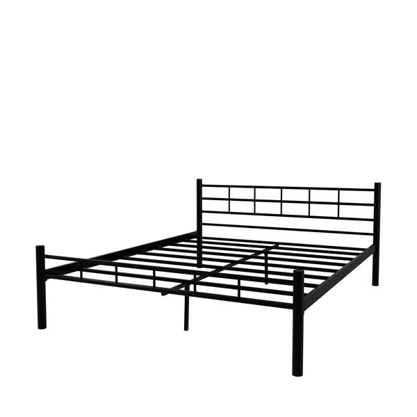 Czarne metalowe łóżko dwuosobowe ze stelażem 160x200 cm K70 – Kalune Design
