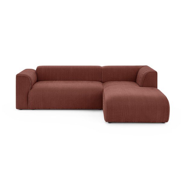 Sztruksowy narożnik (prawostronny/z szezlongiem) w kolorze terakoty Merid  – Ropez