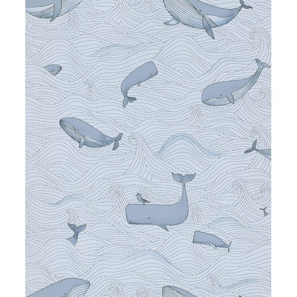 Tapeta dziecięca z winylu na flizelinie 10 m x 53 cm Whales – Vavex