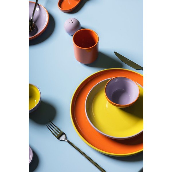 Zielony/pomarańczowy kamionkowy talerz ø 26 cm Duo – ONA-image-1