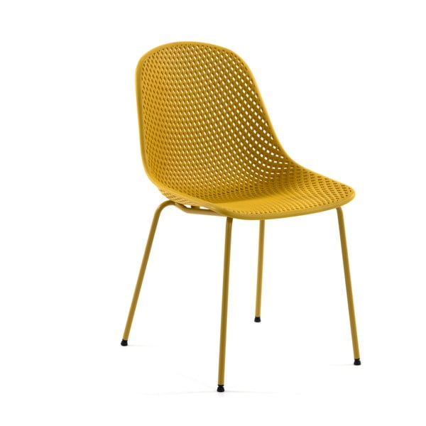 Żółte metalowe krzesło ogrodowe Quinby – Kave Home