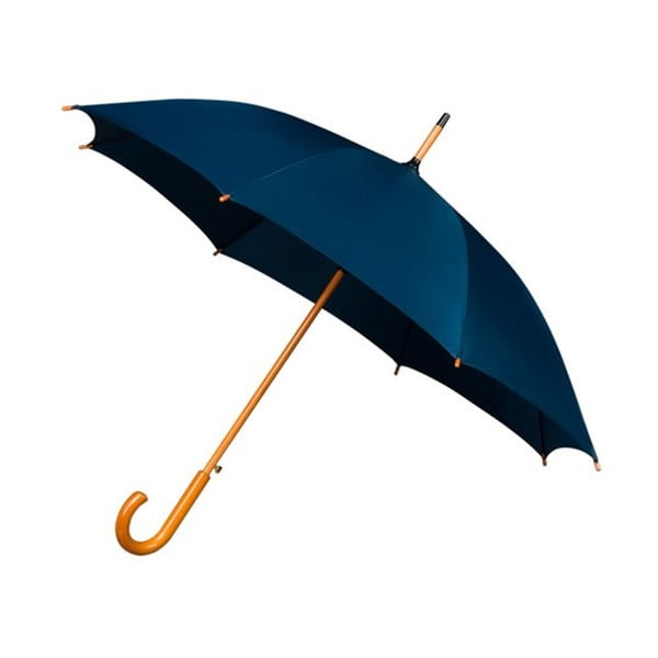 Niebieski parasol z drewnianą rączką Ambiance Wooden, ⌀ 102 cm