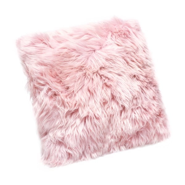 Różowa poduszka z owczej skóry Royal Dream Sheepskin, 30x30 cm