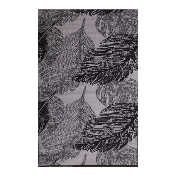 Szary dwustronny dywan zewnętrzny Green Decore Leaves, 90x150 cm