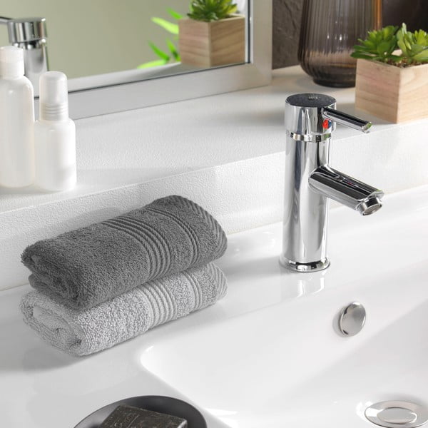 Ciemnoszary bawełniany ręcznik frotte 30x50 cm Tendresse – douceur d'intérieur-image-1