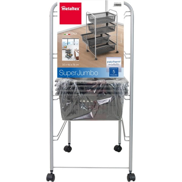 Ciemnoszary/srebrny regał na kółkach 46x78 cm – Metaltex-image-3