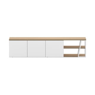 Biała szafka pod TV w dekorze dębu 190x45 cm Albi – TemaHome