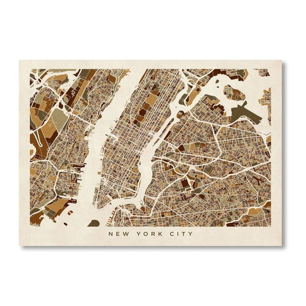Plakat z mapą Nowego Jorku Americanflat City, 60x42 cm