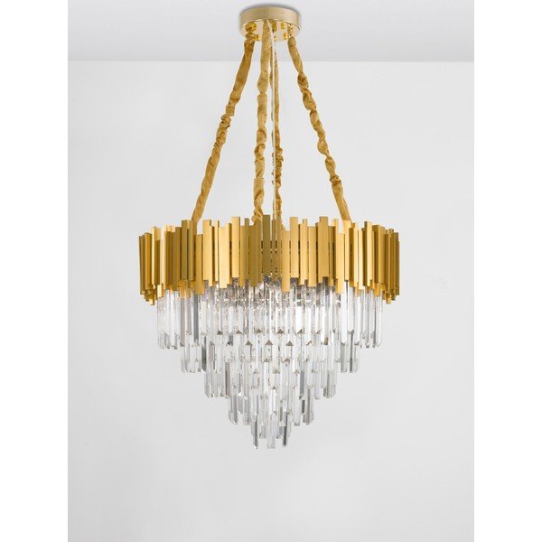 Metalowa lampa wisząca w kolorze złota z kryształowym kloszem ø 73 cm Grane – Nova Luce-image-4