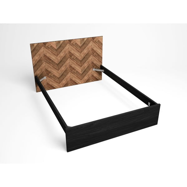 Czarno-naturalne łóżko dwuosobowe 160x200 cm Gio – Marckeric-image-4