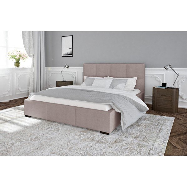 Jasnoróżowe łóżko dwuosobowe ze stelażem i schowkiem Guy Laroche Home Fascination, 160x200 cm-image-1