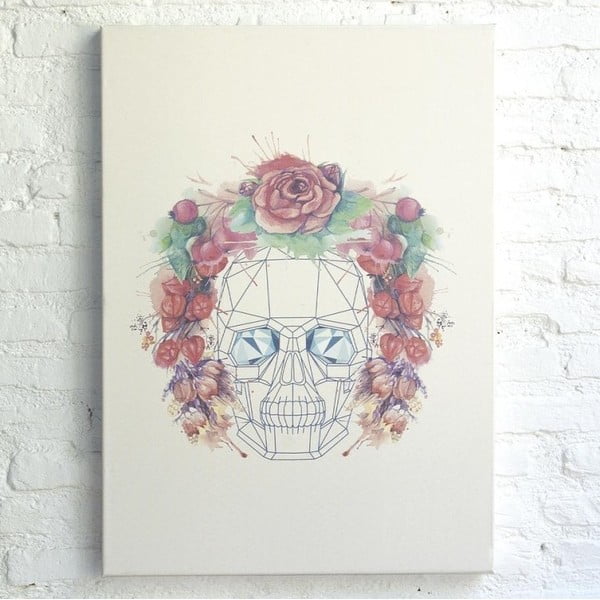 Obraz Really Nice Things Skull Flowers, 50x70 cm