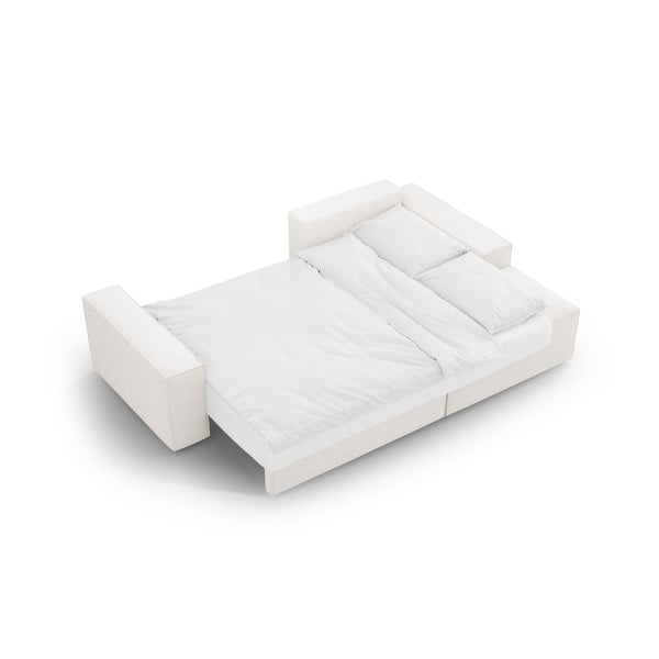 Biały rozkładany narożnik z materiału bouclé (prawostronny) Jodie – Micadoni Home-image-4