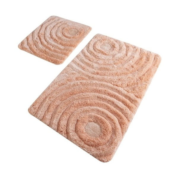 Zestaw 2 łososiowych dywaników łazienkowych Confetti Bathmats Wave Somon