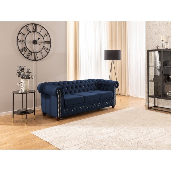 Niebieska aksamitna rozkładana sofa 203 cm York Blik – Ropez-image-4
