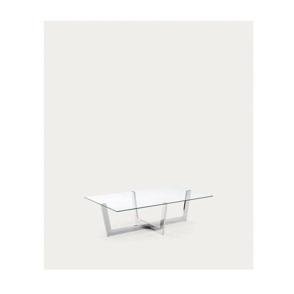 Stolik ze szklanym blatem w kolorze srebra 70x120 cm Plam – Kave Home-image-2