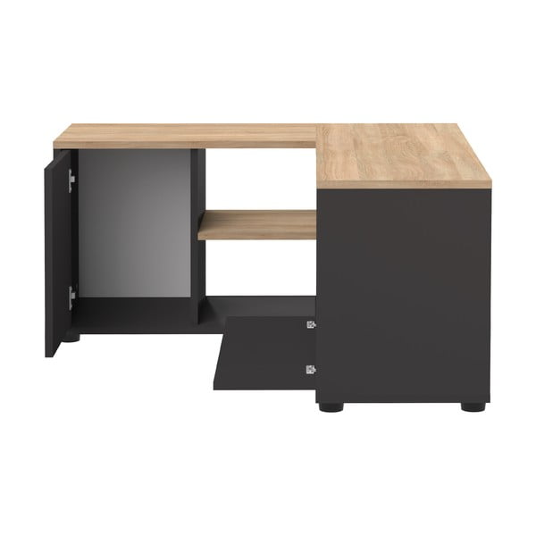 Czarna szafka pod TV w dekorze dębu 90x45 cm Angle – TemaHome-image-2