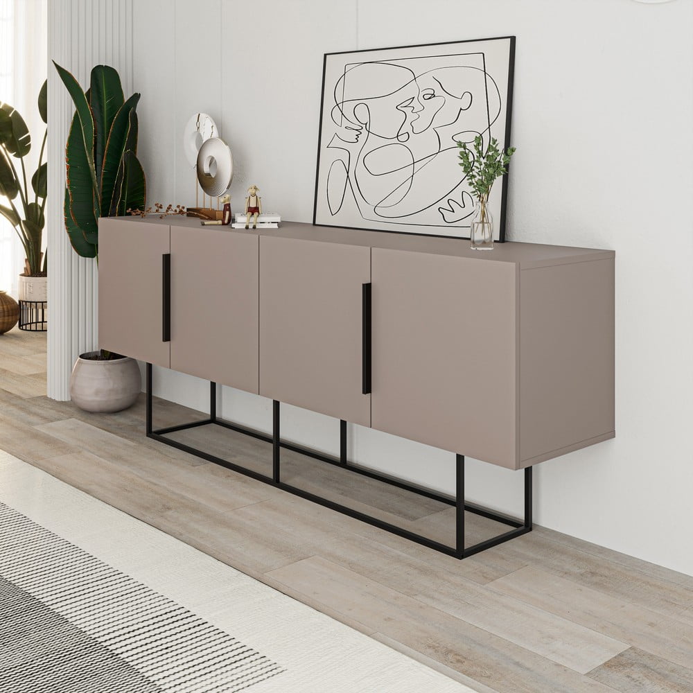 Szarobeżowa niska komoda 200x80 cm Titan – Marckeric (zdjęcie 7)