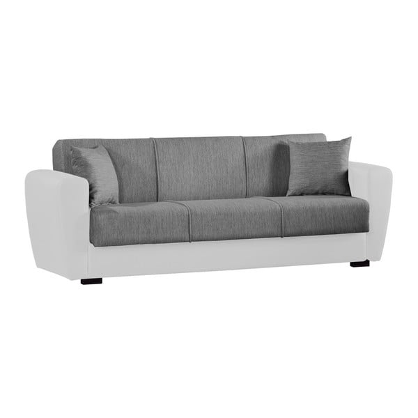 Szaro-biała trzyosobowa sofa rozkładana ze schowkiem Esidra Comfort