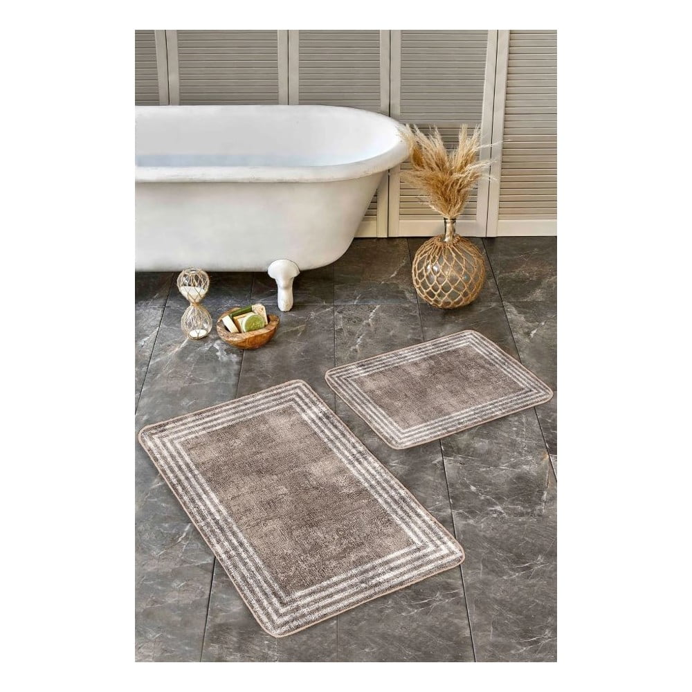 Brązowe aksamitne dywaniki łazienkowe zestaw 2 szt. 60x100 cm – Mila Home (zdjęcie 6)