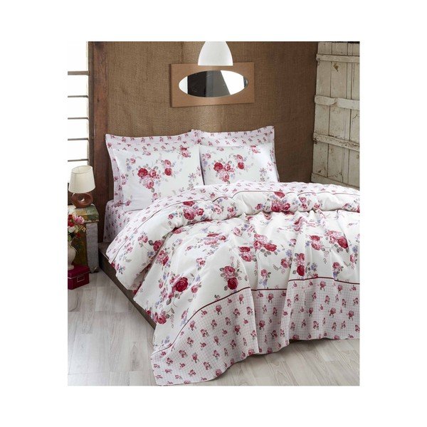 Różowa lekka narzuta Rosalinda, 200x235 cm