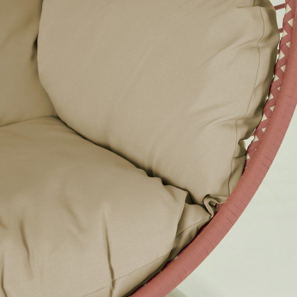 Wiszący fotel ogrodowy z plecionką w kolorze terakoty ze stojakiem Kave Home Elianis-image-1