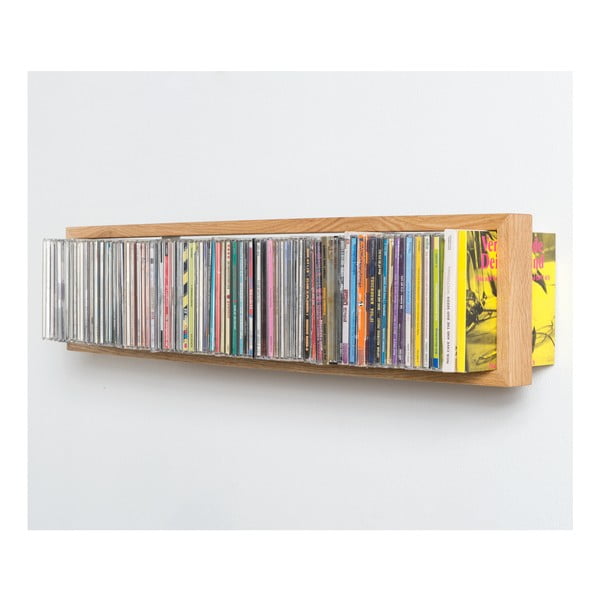 Półka na płyty z drewna dębowego das kleine b CD b-cd2, 50x15 cm