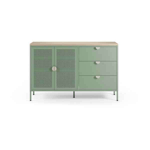 Miętowa/w naturalnym kolorze metalowa komoda 140x90x40 cm Sayla – Marckeric