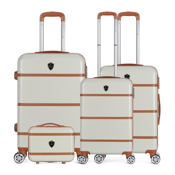 Zestaw 4 beżowych walizek na kółkach GENTLEMAN FARMER Integre & Vanity Duro
