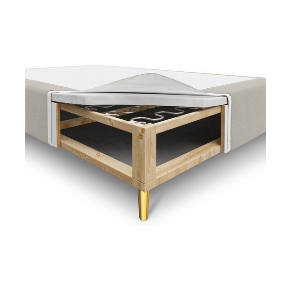 Beżowe aksamitne łóżko dwuosobowe Milo Casa Lia, 160x200 cm-image-2