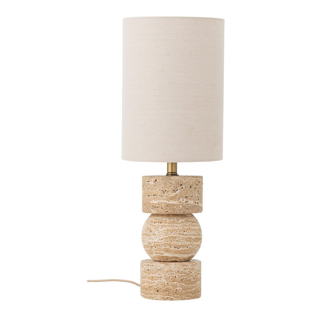 Kamienna lampa stołowa w naturalnym kolorze z tekstylnym kloszem (wysokość 53 cm) Marci – Bloomingville