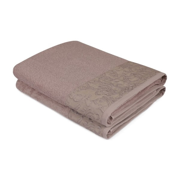 Komplet 2 brązowych bawełnianych ręczników Noktali Sal, 90x150 cm