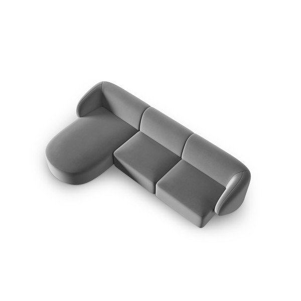 Szary aksamitny narożnik (lewostronny/z szezlongiem) Paolo – Milo Casa-image-2