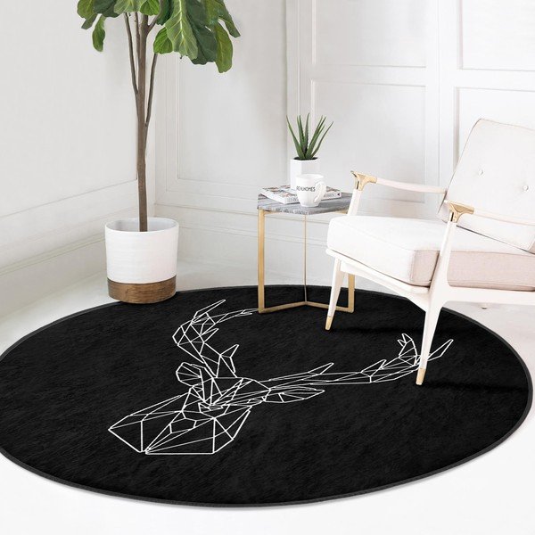 Czarny okrągły dywan odpowiedni do prania i robotów sprzątających ø 100 cm Comfort – Mila Home-image-2
