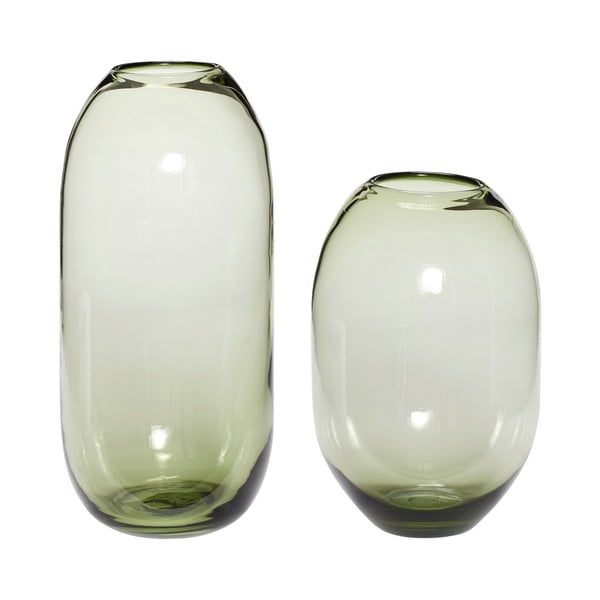 Zielone szklane ręcznie wykonane wazony zestaw 2 szt. (wysokość 38 cm) Moss – Hübsch