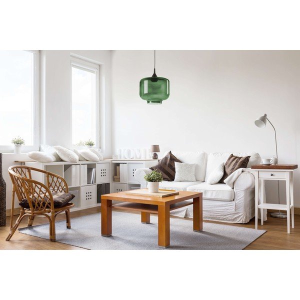 Czarna lampa wisząca z zielonym szklanym kloszem Tierra Bella Ambar, ø 25 cm-image-1