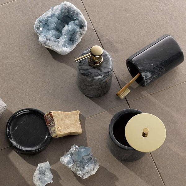 Czarny marmurowy kubek na szczoteczki do zębów Kela Liron-image-1