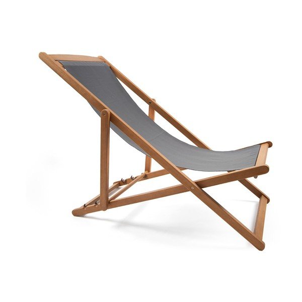 Szary składany leżak ogrodowy z drewna akacji Bonami Essentials Deck