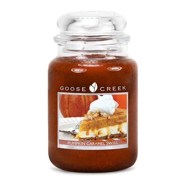 Świeczka zapachowa w szklanym pojemniku Goose Creek Deser dyniowo-karmelowy, 150 godz. palenia