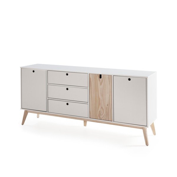 Biały kredens z drewna sosnowego Marckeric Kiara-image-3