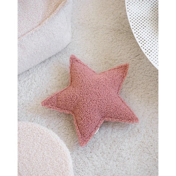 Różowa poduszka na sofę dziecięcą z materiału bouclé Star – Wigiwama-image-2