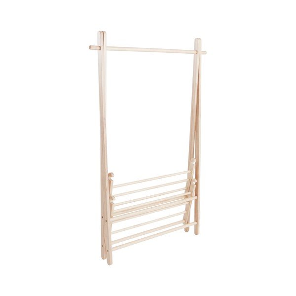Stojak na ubrania z litego drewna sosnowego w jasnym naturalnym kolorze 100x150x41 cm Cole – Jotex-image-2