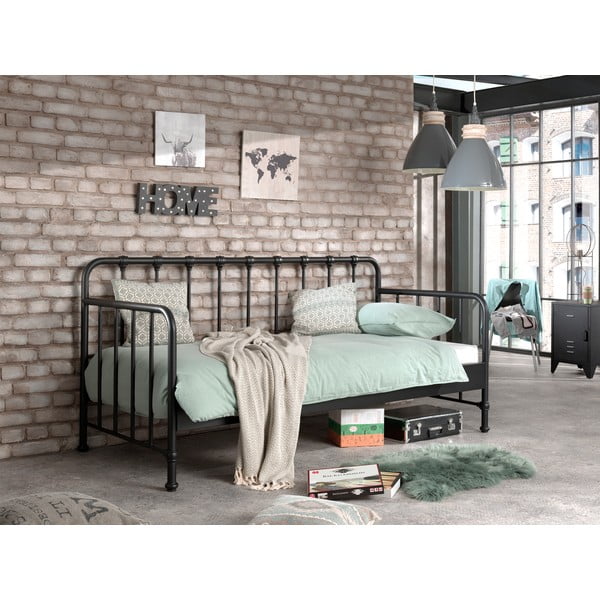 Szare metalowe łóżko dziecięce 90x200 cm BRONXX – Vipack-image-1