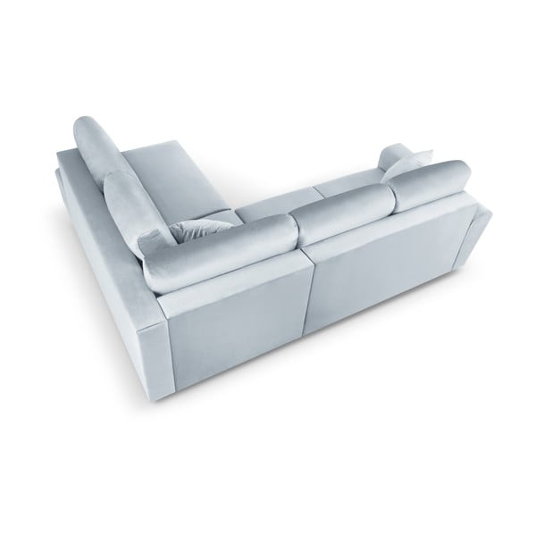 Jasnoniebieski aksamitny rozkładany narożnik ze schowkiem (prawostronny/w kształcie litery L) Kyoto – Cosmopolitan Design-image-4