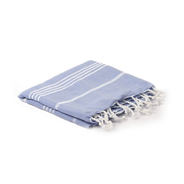 Niebieski ręcznik hammam Spa Time Stripes, 95x180 cm