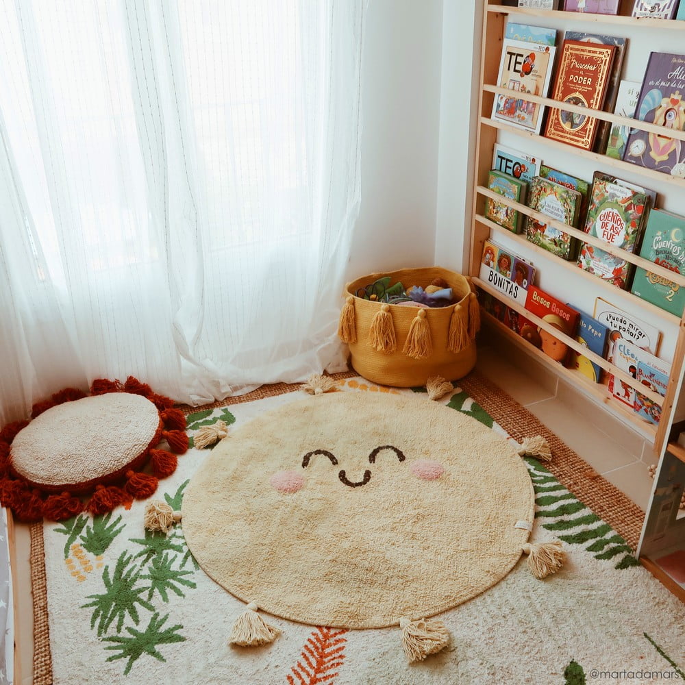 Żółty bawełniany dywan dziecięcy tkany ręcznie odpowiedni do prania ø100 cm You're My Sunshine – Lorena Canals (zdjęcie 8)