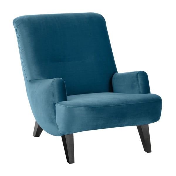 Niebieski fotel z czarnymi nogami Max Winzer Brandford Suede