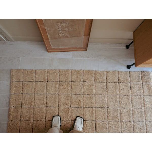 Wełniany chodnik tkany ręcznie w bursztynowym kolorze 80x230 cm Mosaic Amber – Lorena Canals-image-1