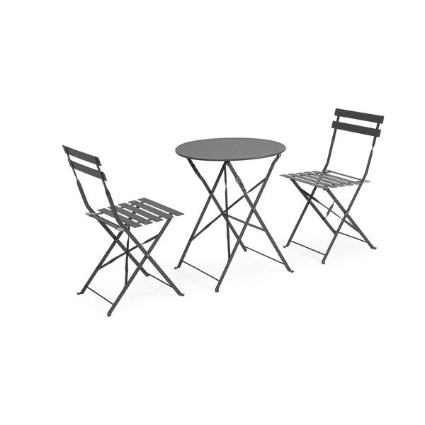 Antracytowy stalowy zestaw mebli ogrodowych dla 2 osób Austin – Bizzotto-image-2